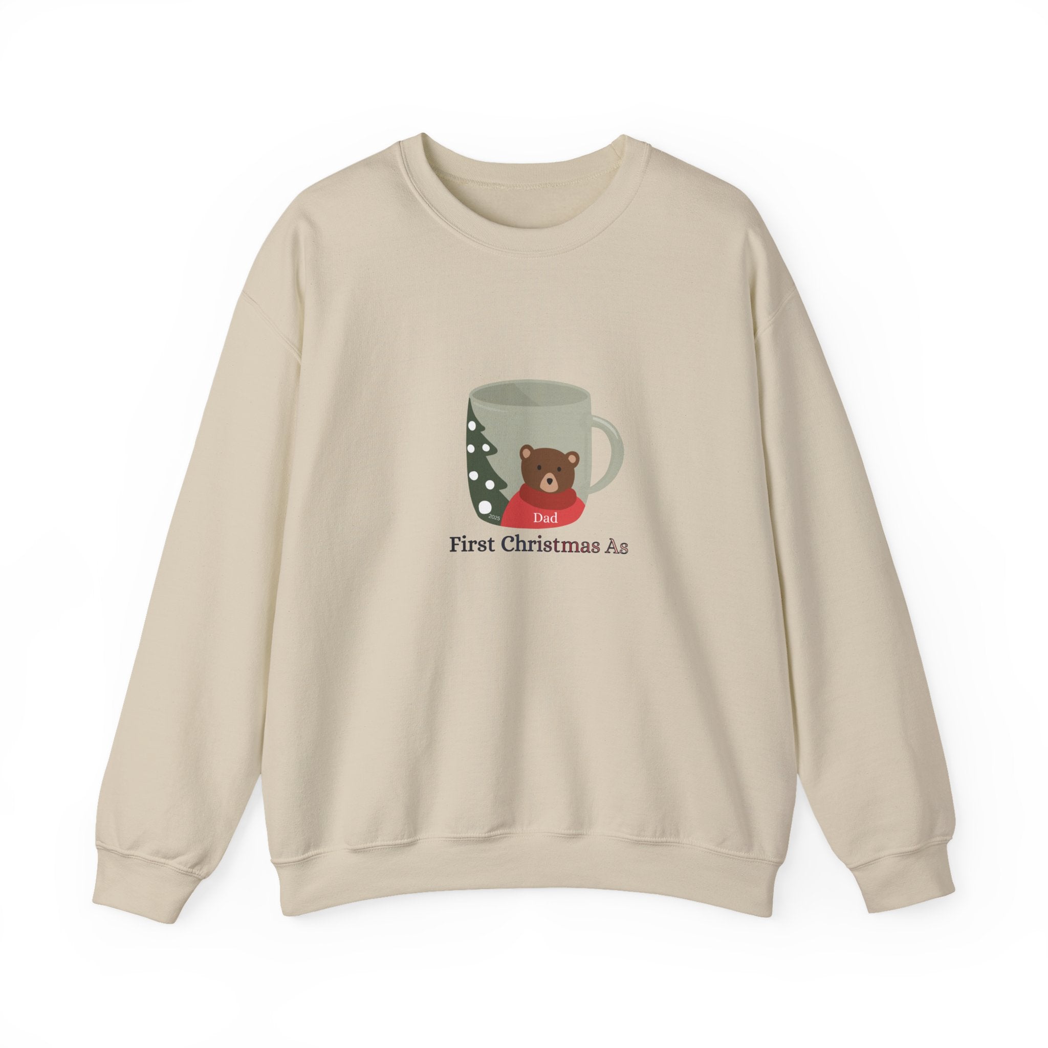Christmas Mug Bear Sweatshirt – "First Christmas As Dad"