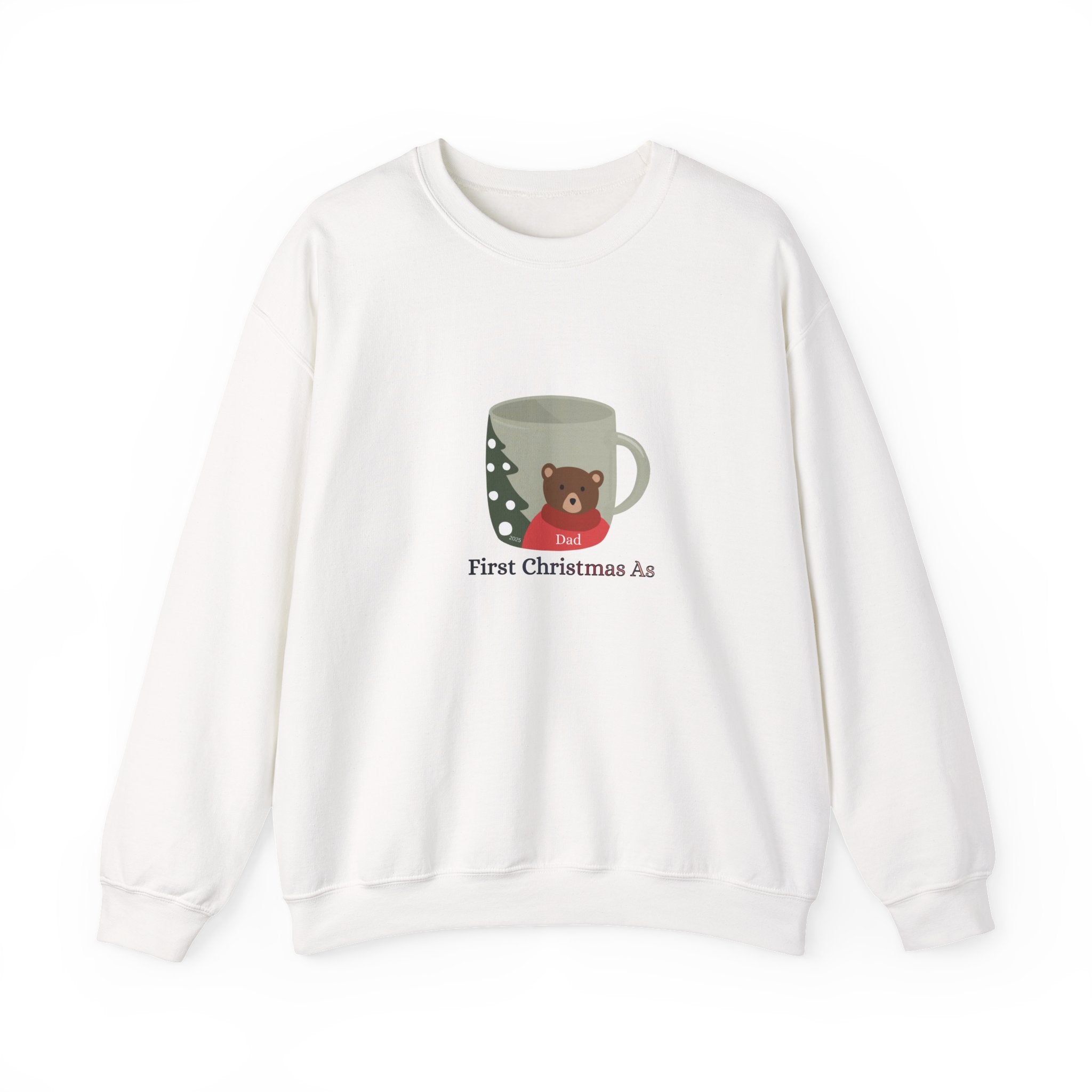 Christmas Mug Bear Sweatshirt – "First Christmas As Dad"